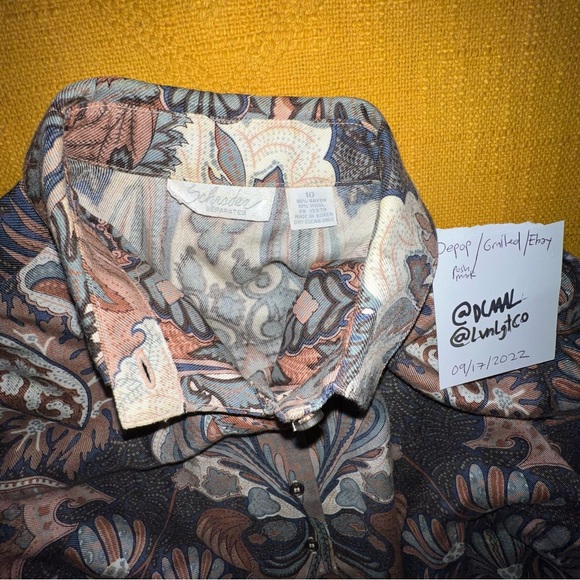 Schrader separate vintage button up blouse paisley floral print - Picture 6 of 7
